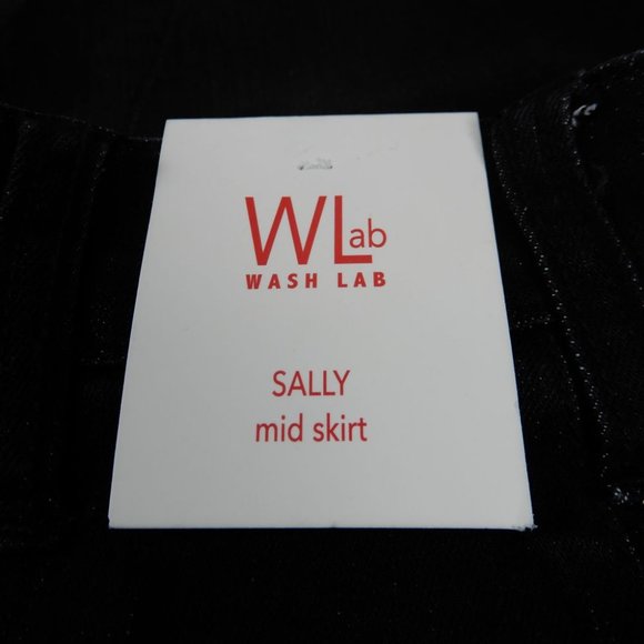 Wash Lab Sally Mid Asymmetric Faux Wrap SKIRT Size 25 0 Black Stretch Denim NEW - Picture 7 of 8